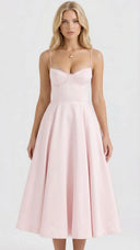 Amity | Women's Spaghetti Strap Bust Cups Flared Midi Dress