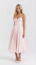Amity | Women's Spaghetti Strap Bust Cups Flared Midi Dress