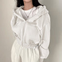 Angelique | Women's Drawstring Hood Long Sleeve Pocket Cropped Zip Hoodie