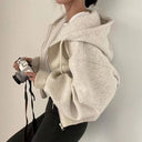 Angelique | Women's Drawstring Hood Long Sleeve Pocket Cropped Zip Hoodie