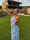 Annabel | Women’s Pleated Halter Maxi Wedding Guest Dress