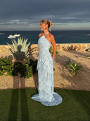Annabel | Women’s Pleated Halter Maxi Wedding Guest Dress
