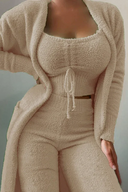 Anneliese | Women's Fuzzy Three Piece Wide Leg Pants Lounge Set
