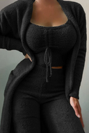 Anneliese | Women's Fuzzy Three Piece Wide Leg Pants Lounge Set