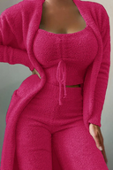 Anneliese | Women's Fuzzy Three Piece Wide Leg Pants Lounge Set