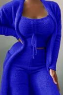 Anneliese | Women's Fuzzy Three Piece Wide Leg Pants Lounge Set