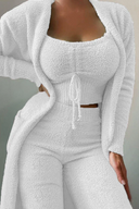 Anneliese | Women's Fuzzy Three Piece Wide Leg Pants Lounge Set
