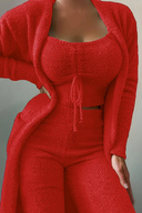 Anneliese | Women's Fuzzy Three Piece Wide Leg Pants Lounge Set