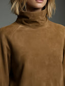 Annora | Women's Faux Suede High Neck Long Sleeve Utility Pocket Mini Dress