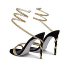 Antonia | Women's Rhinestone Spiral Ankle Wrap Open Toe Stiletto Heels