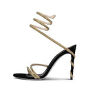 Antonia | Women's Rhinestone Spiral Ankle Wrap Open Toe Stiletto Heels