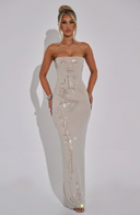 Arabella | Women's Strapless Rhinestone Grid Geometric Maxi Party Dress
