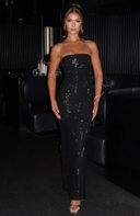 Arabella | Women's Strapless Rhinestone Grid Geometric Maxi Party Dress