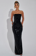 Arabella | Women's Strapless Rhinestone Grid Geometric Maxi Party Dress