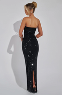 Arabella | Women's Strapless Rhinestone Grid Geometric Maxi Party Dress