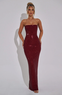 Arabella | Women's Strapless Rhinestone Grid Geometric Maxi Party Dress