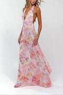 Ariadne | Women's Floral Deep V-Neck Maxi Wedding Guest Dress