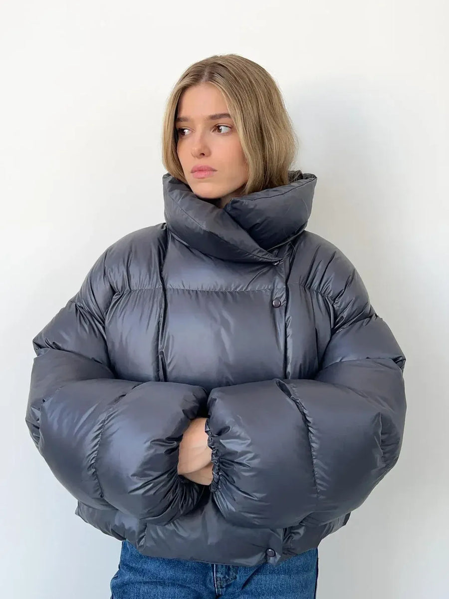 Ariane | Women's High Collar Long Sleeve Hooded Puffer Jacket