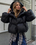 Ariane | Women's High Collar Long Sleeve Hooded Puffer Jacket