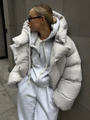 Ariane | Women's High Collar Long Sleeve Hooded Puffer Jacket