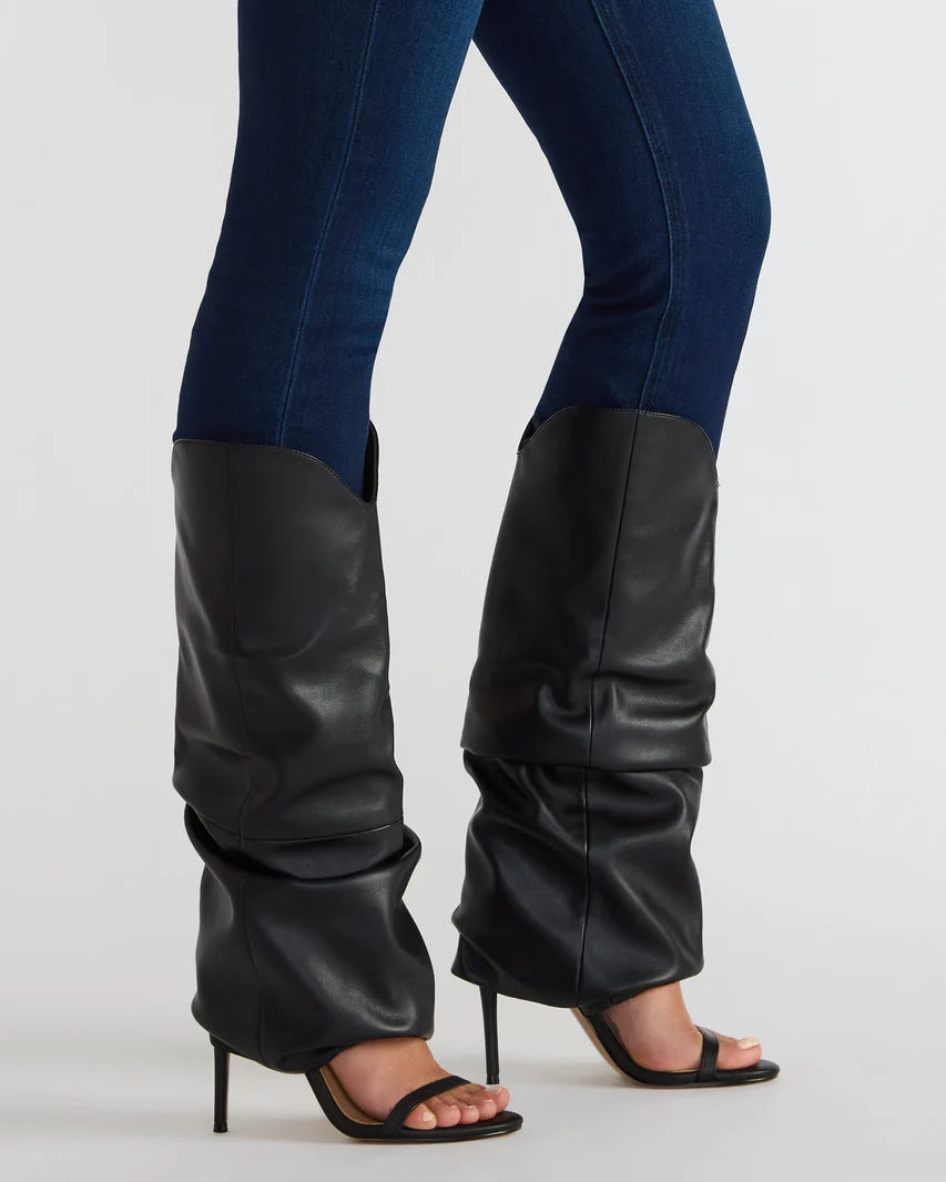 Arianne | Women's Open Toe Ruched Slouchy Stiletto Knee High Heel Boots