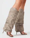 Arianne | Women's Open Toe Ruched Slouchy Stiletto Knee High Heel Boots