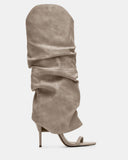 Arianne | Women's Open Toe Ruched Slouchy Stiletto Knee High Heel Boots