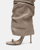 Arianne | Women's Open Toe Ruched Slouchy Stiletto Knee High Heel Boots