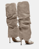 Arianne | Women's Open Toe Ruched Slouchy Stiletto Knee High Heel Boots
