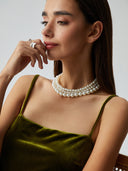 Arlette | Women's Layered Pearl Three Strand Bead Necklace