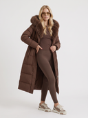Arwen | Women's Hooded Drawstring Front Long Quilted Puffer Jacket