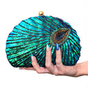 Astrid | Women’s Sequin Glitter Peacock Beaded Clutch Party Bag