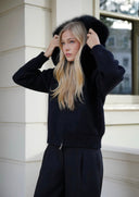 Aubri | Women's Hooded Faux Fur Zip Up Knit Cardigan Jacket