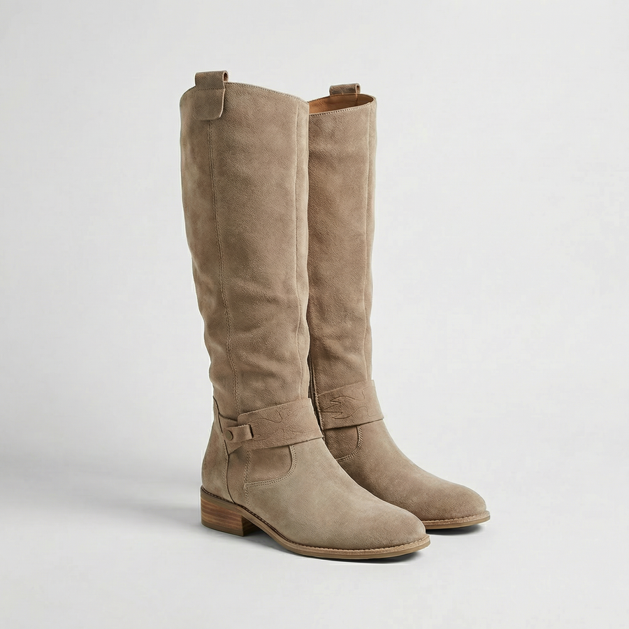 Audrey | Women's Western Round Toe Block Knee High Heel Boots