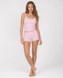Becky | Women's Scoop Neck Lace Trim Spaghetti Strap Pajama Set with Shorts