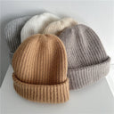 Bernadette | Women's Ribbed Foldover Cuff Fuzzy Knit Beanie