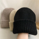 Bernadette | Women's Ribbed Foldover Cuff Fuzzy Knit Beanie