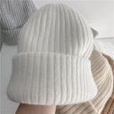 Bernadette | Women's Ribbed Foldover Cuff Fuzzy Knit Beanie
