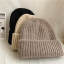 Bernadette | Women's Ribbed Foldover Cuff Fuzzy Knit Beanie