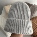 Bernadette | Women's Ribbed Foldover Cuff Fuzzy Knit Beanie