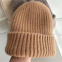 Bernadette | Women's Ribbed Foldover Cuff Fuzzy Knit Beanie