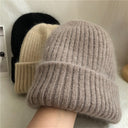 Bernadette | Women's Ribbed Foldover Cuff Fuzzy Knit Beanie