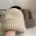 Bernadette | Women's Ribbed Foldover Cuff Fuzzy Knit Beanie