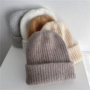 Bernadette | Women's Ribbed Foldover Cuff Fuzzy Knit Beanie