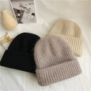 Bernadette | Women's Ribbed Foldover Cuff Fuzzy Knit Beanie