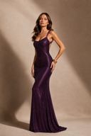 Beth | Women's Scoop Neck Wide Strap Sleeveless Sequin Maxi Dress