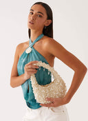 Billy | Women’s Pearl Beaded Shoulder Bag with Drop Charms