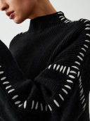Blaise | Women's Long Sleeve Contrast Stitch Knit Sweater Turtleneck