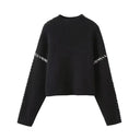 Blaise | Women's Long Sleeve Contrast Stitch Knit Sweater Turtleneck