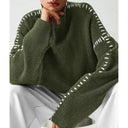 Blaise | Women's Long Sleeve Contrast Stitch Knit Sweater Turtleneck